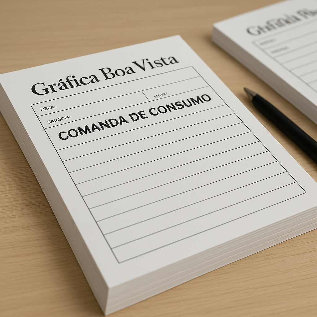 Comanda de consumo personalizada em uma recepção de clínica com visual profissional
