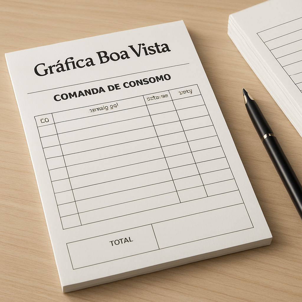 Comanda de consumo personalizada em uma recepção de clínica com visual profissional