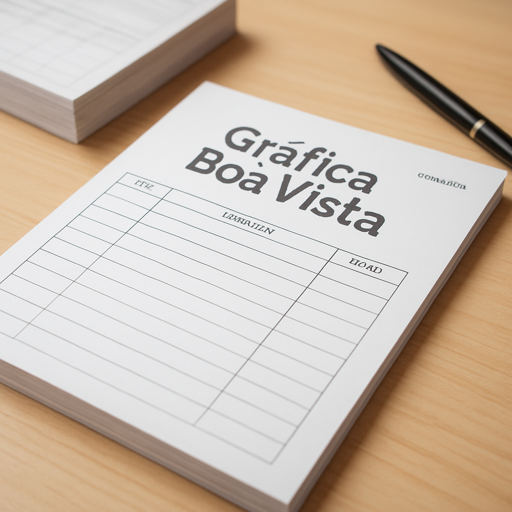 Comandas personalizadas impressas para clínicas e consultórios sobre uma mesa de recepção