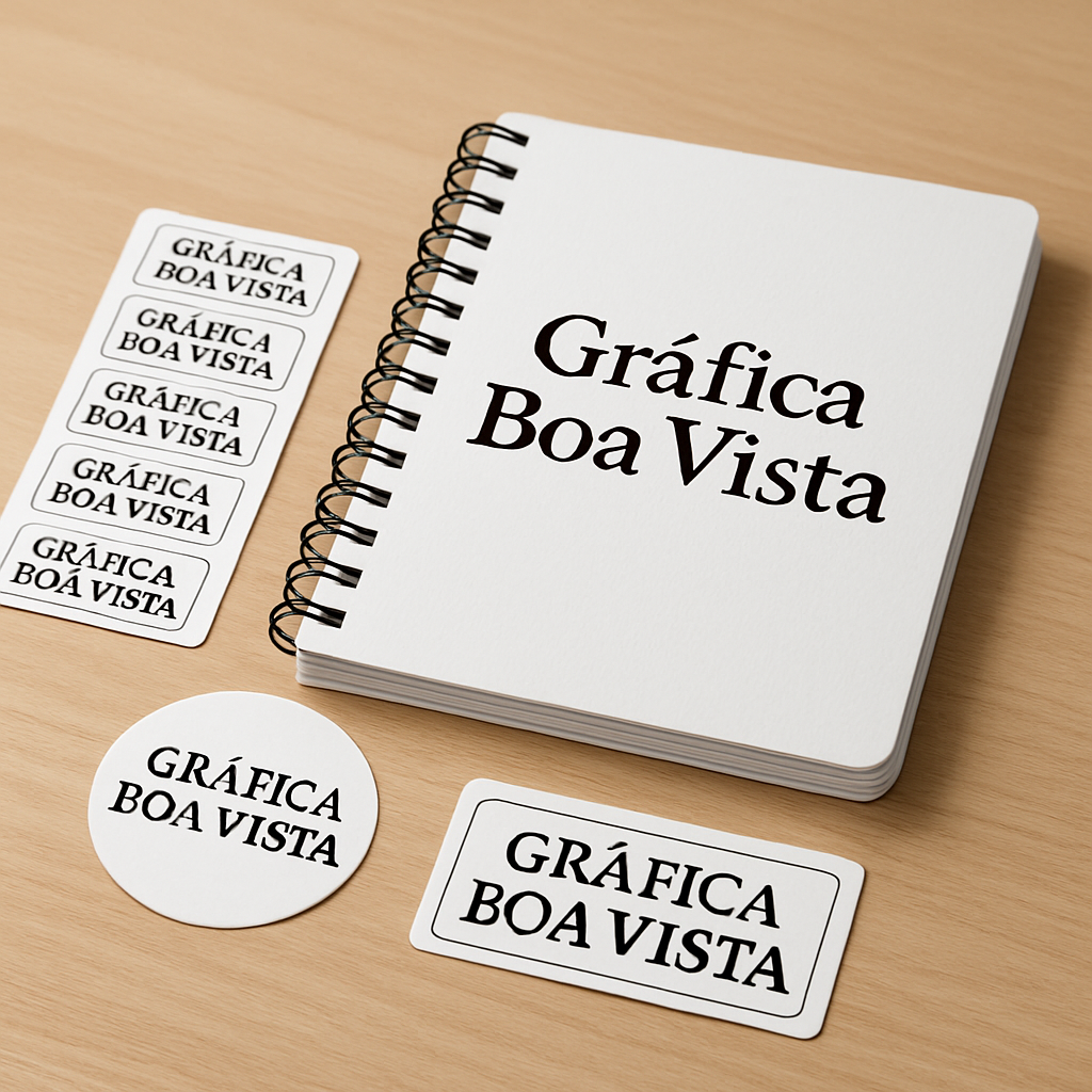 Combo de etiquetas escolares personalizadas em vinil impermeável, com diferentes tamanhos e materiais escolares ao fundo