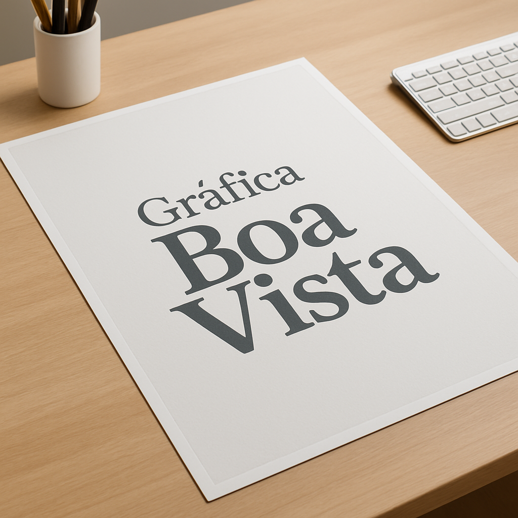 Cartaz A2 exposto em vitrine de loja, com visual profissional e cores vibrantes