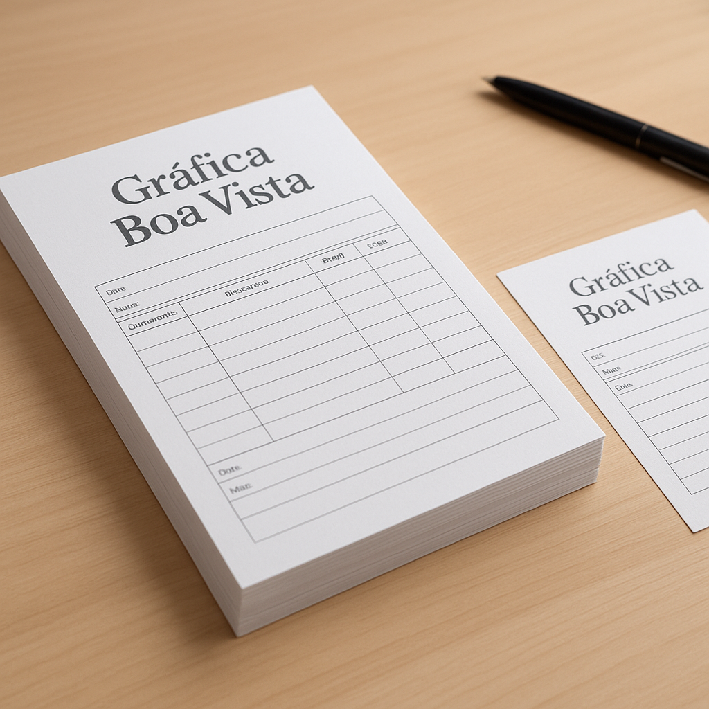 Comandas personalizadas em uma gráfica de Curitiba, com visual profissional e foco em materiais e acabamento