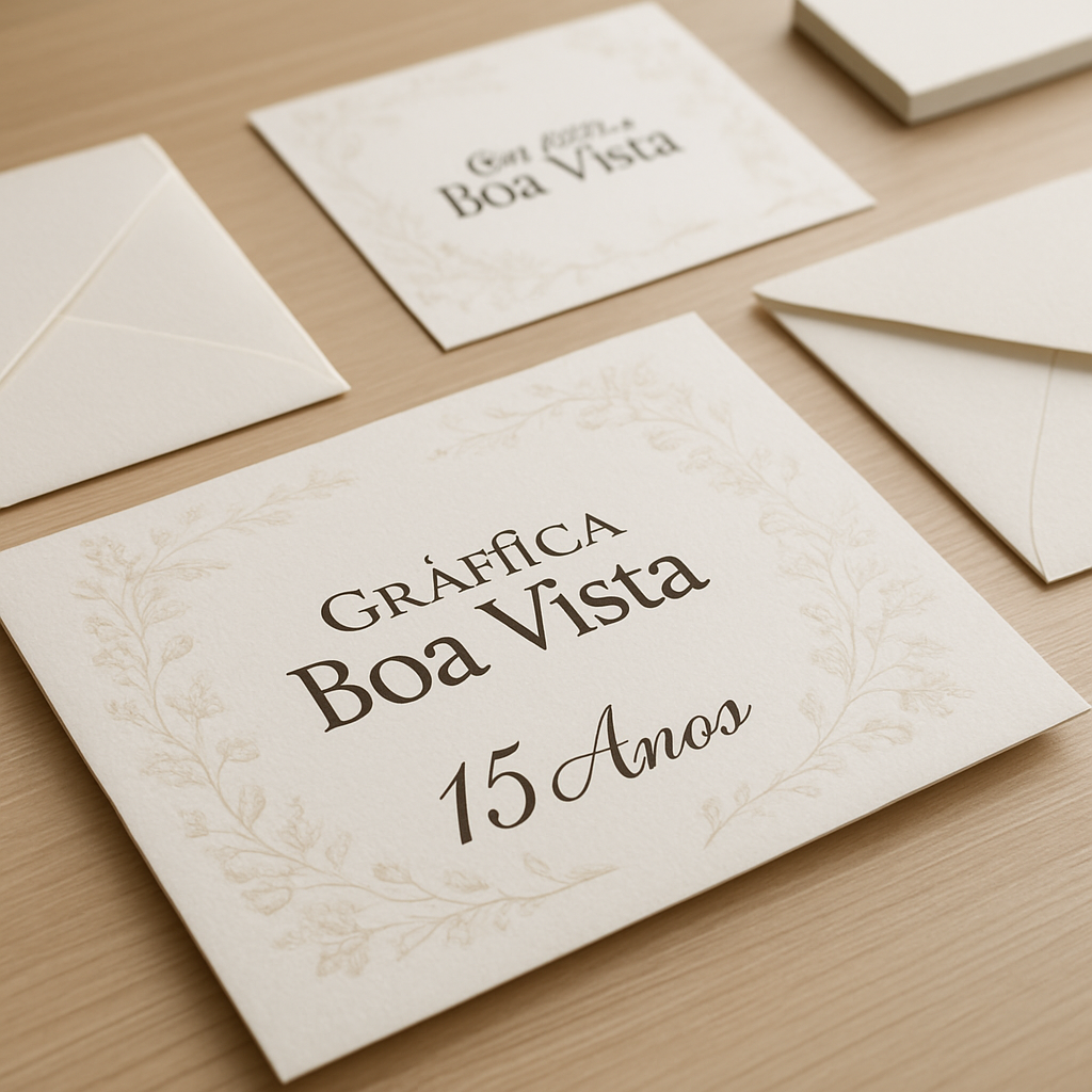 Convite de 15 anos personalizado em papel elegante sobre mesa, com acabamento sofisticado e estilo delicado