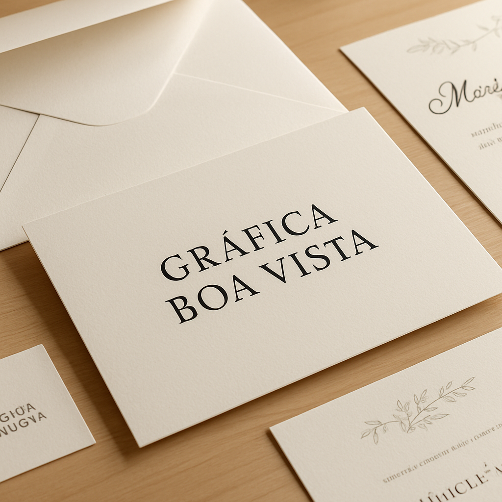 Convites de casamento elegantes sobre mesa com papel texturizado