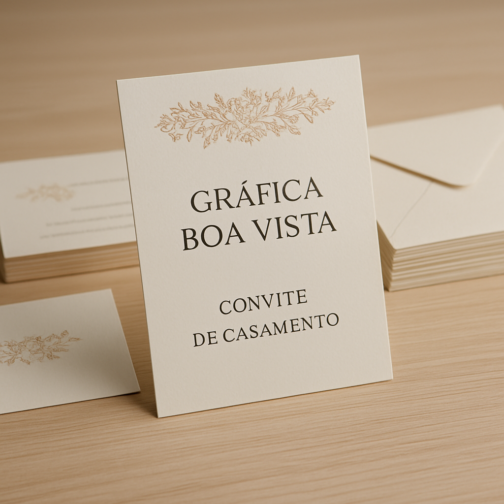 Convites de casamento elegantes sobre mesa com papel texturizado