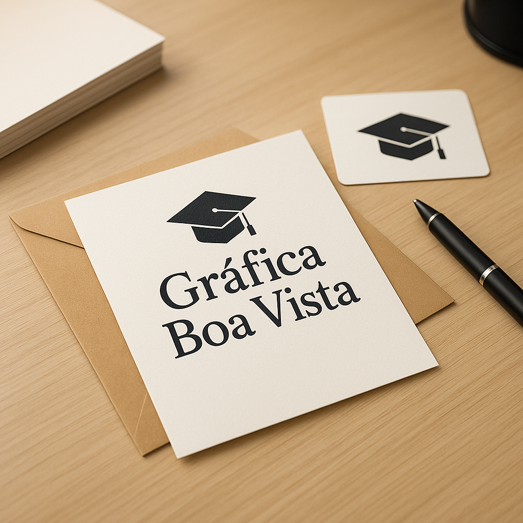 Convites de formatura elegantes para clínicas e consultórios sobre uma mesa, com acabamento sofisticado e visual profissional