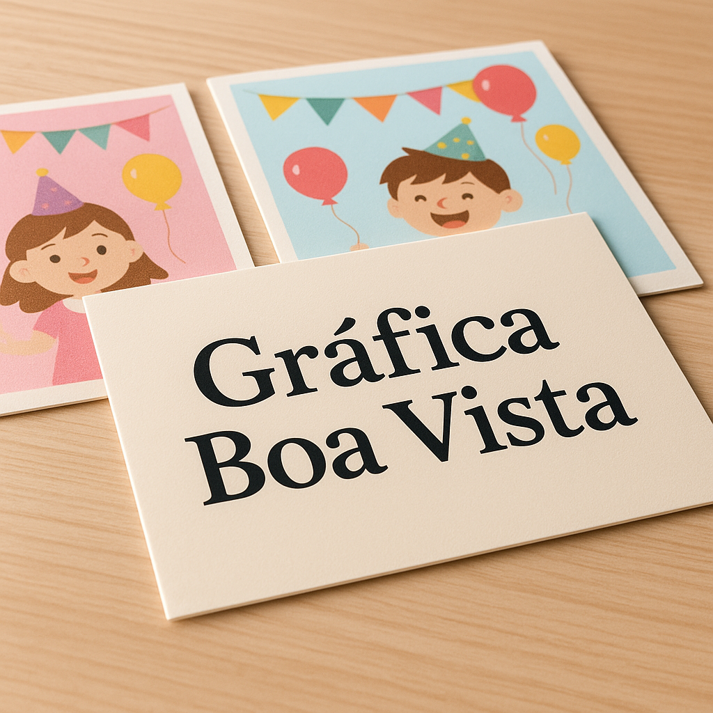 Convite Infantil colorido sobre o balcão de uma clínica, com ambiente profissional e acolhedor