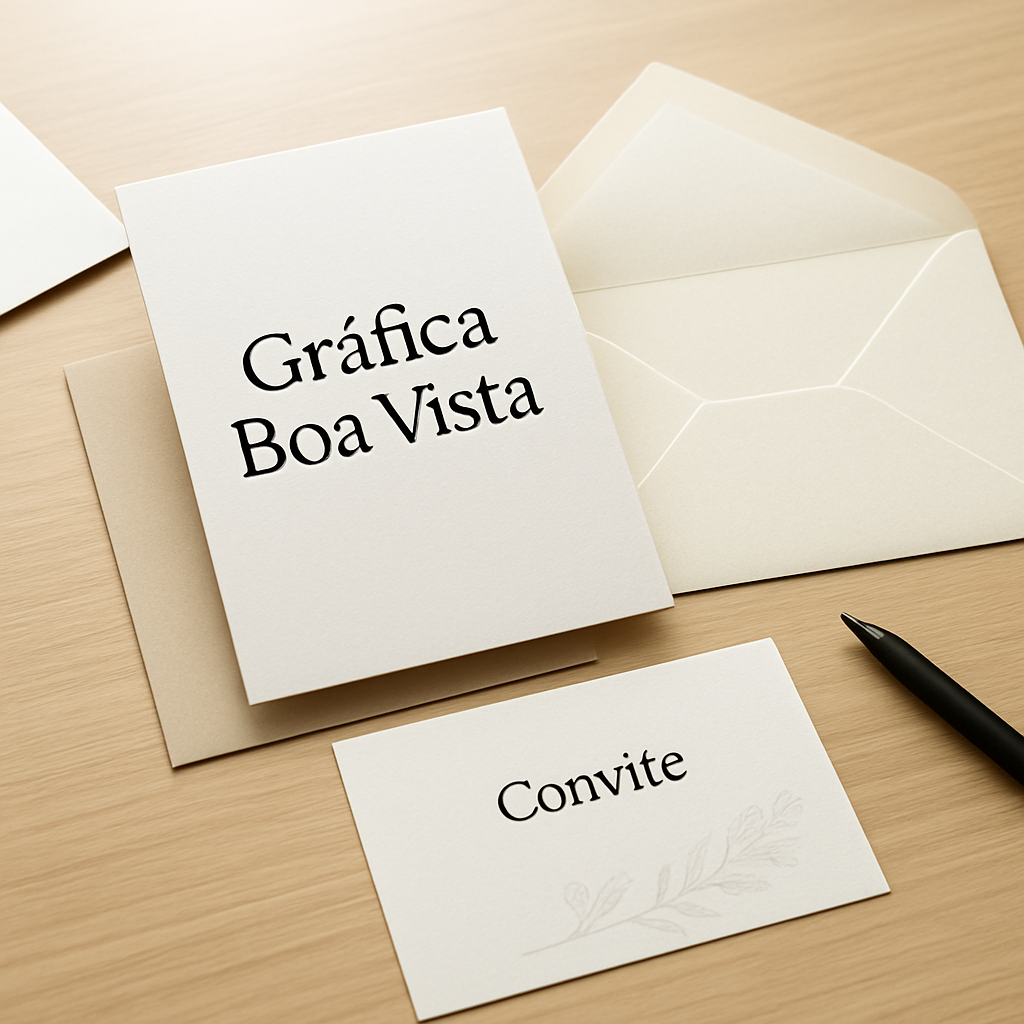 Convite impresso para clínicas e consultórios em papel sofisticado, com visual profissional e acabamento elegante