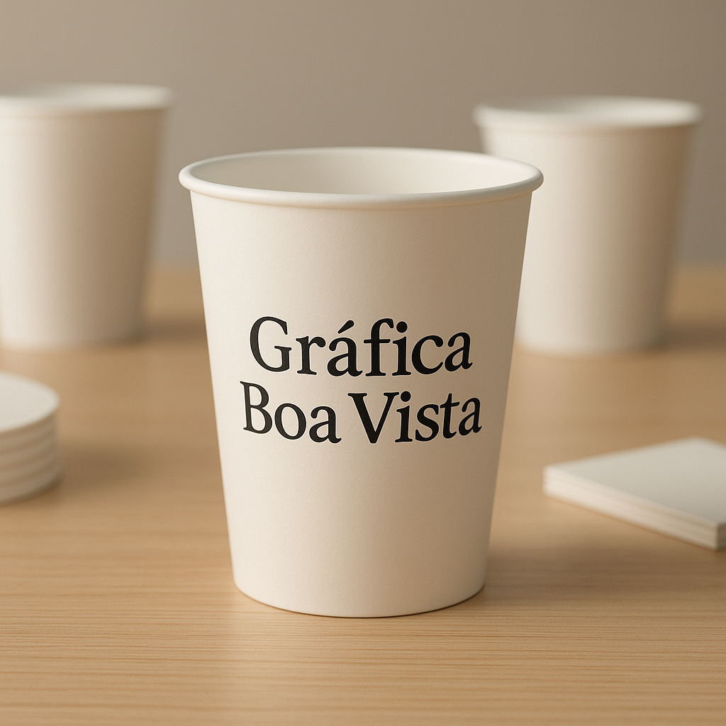 Copo de papel personalizado em Curitiba com visual profissional em gráfica