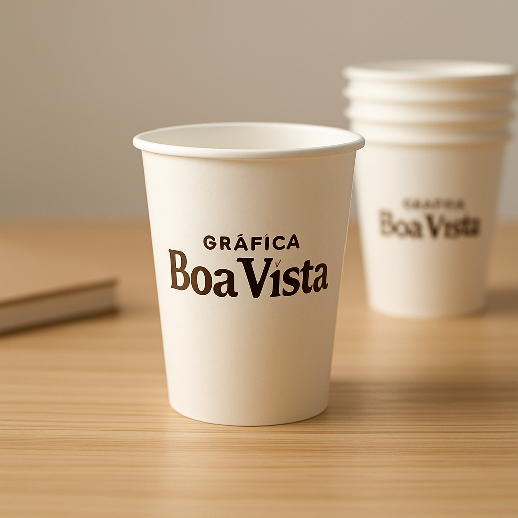Copo de papel personalizado em Curitiba com visual profissional em gráfica