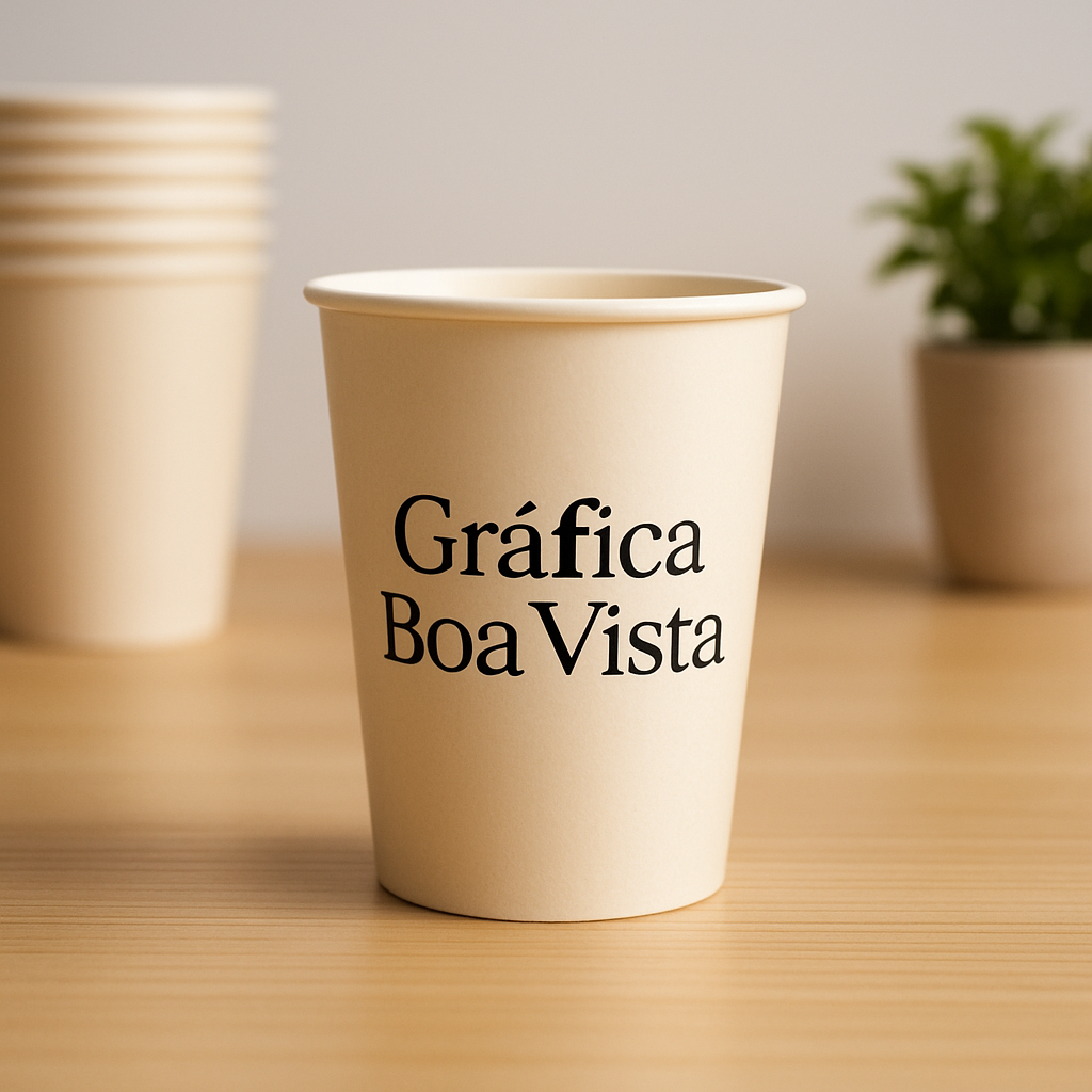 Copo de papel personalizado em Curitiba com visual profissional em gráfica