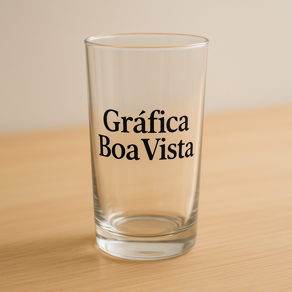 Copo Long Drink personalizado em recepção de clínica e consultório, com ambiente limpo e profissional