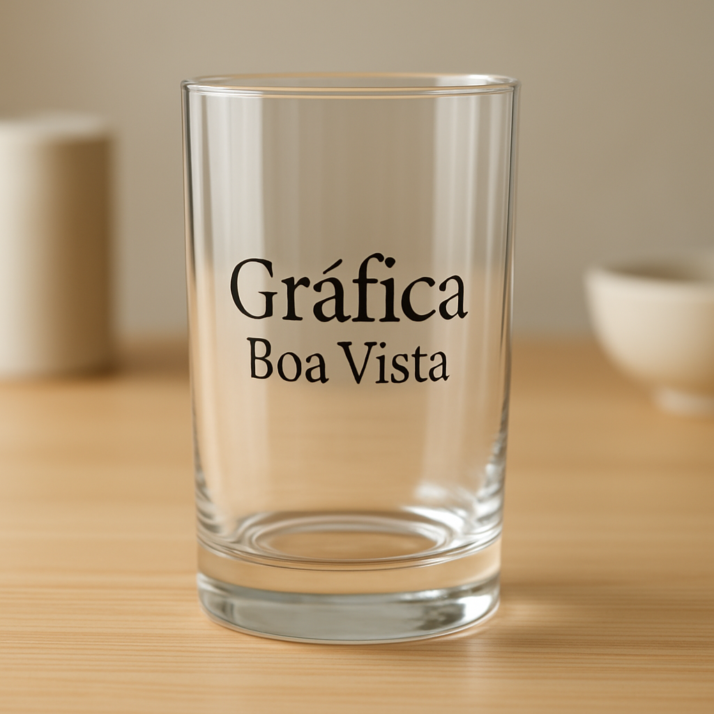 Copo Long Drink personalizado em recepção de clínica e consultório, com ambiente limpo e profissional