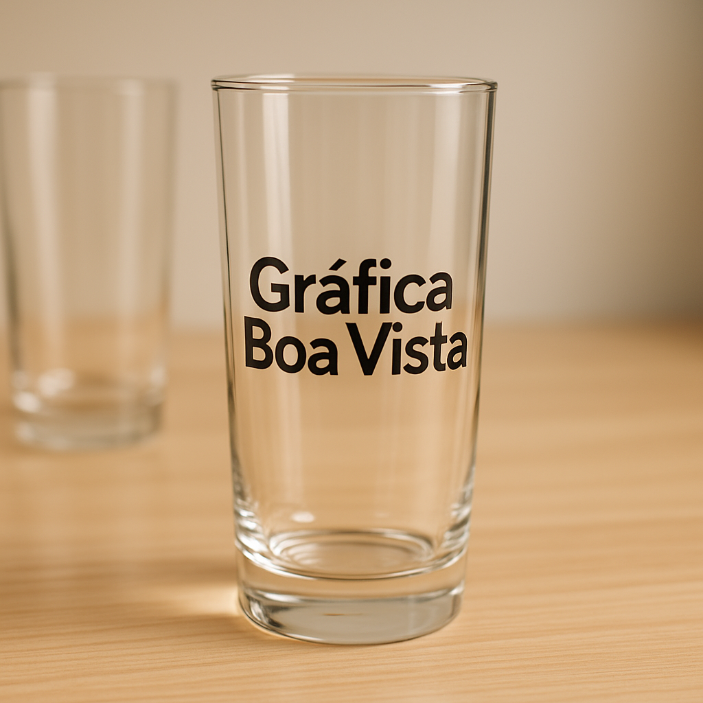 Copo Long Drink personalizado em recepção de clínica e consultório, com ambiente limpo e profissional