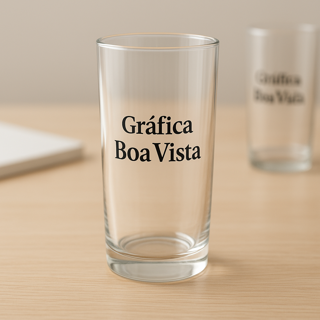 Copo long drink personalizado em recepção de clínica moderna