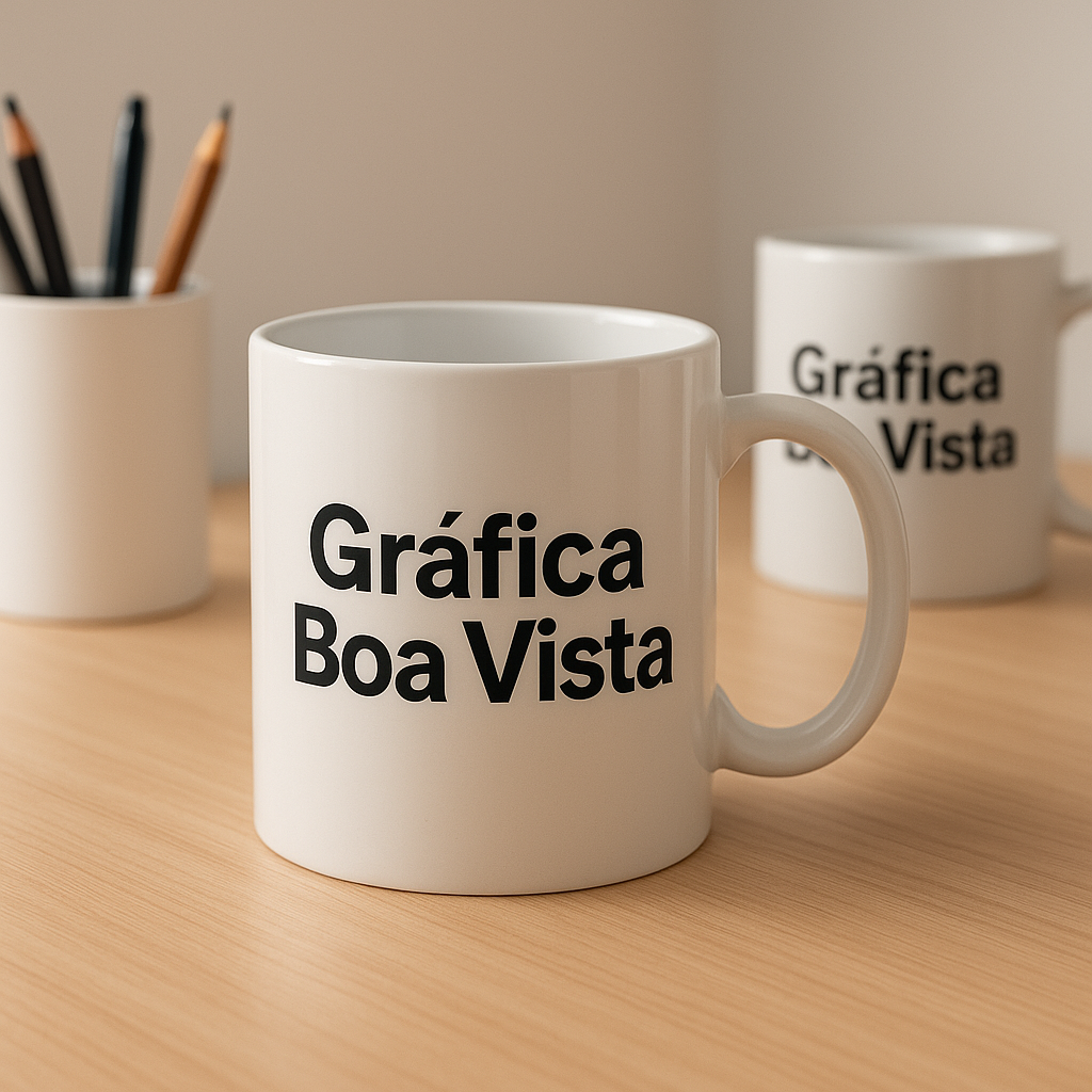 Copo personalizado em destaque em uma gráfica de Curitiba
