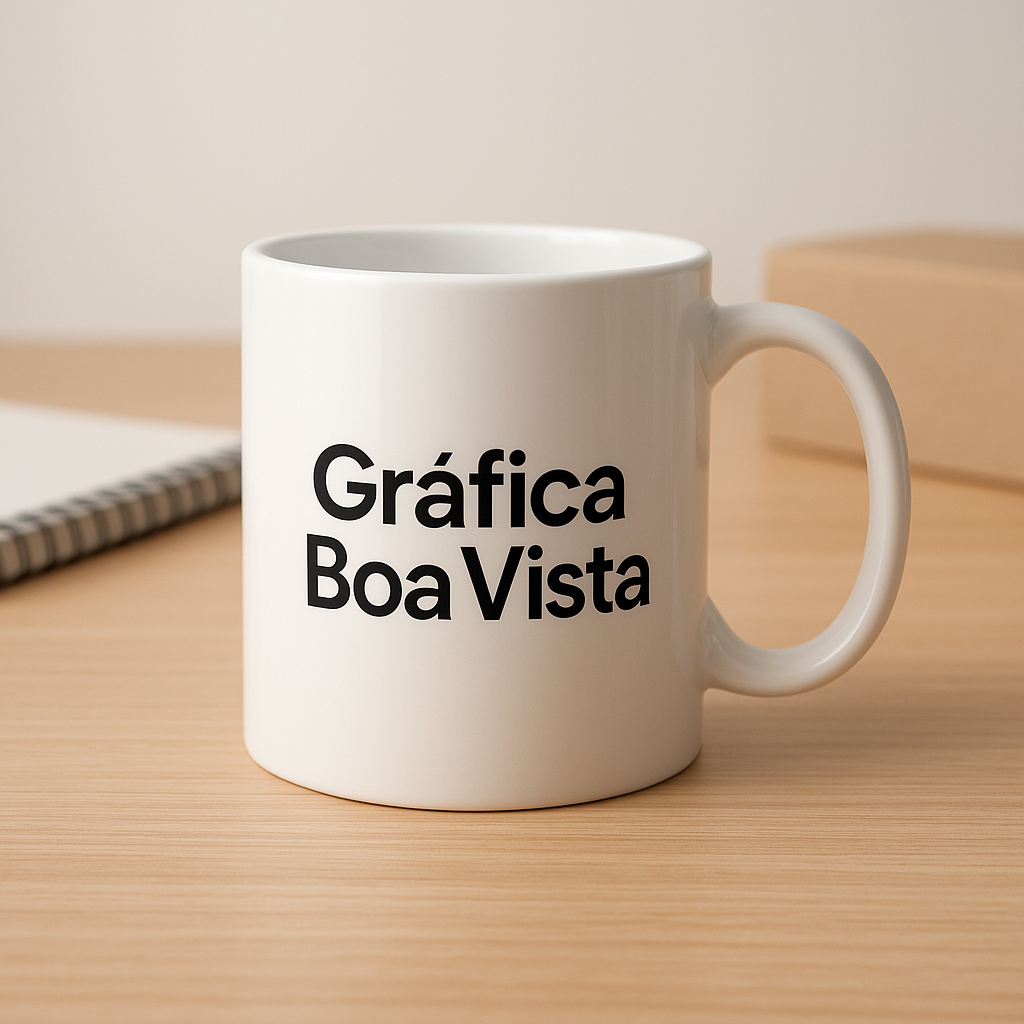 Copo personalizado em clínica moderna, com visual limpo e profissional, sobre a recepção
