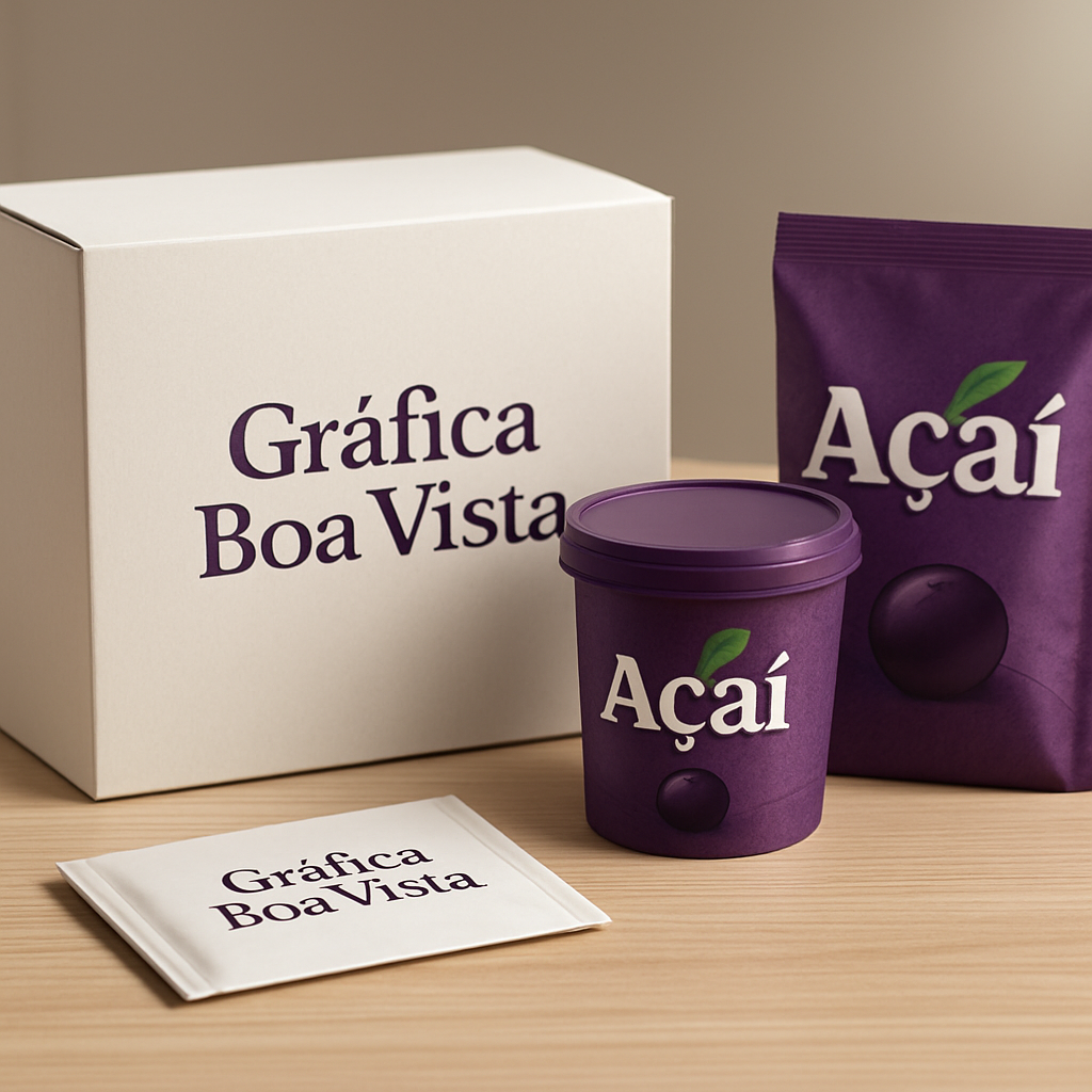 Embalagem para açaí personalizada em ambiente limpo e profissional para clínicas e consultórios