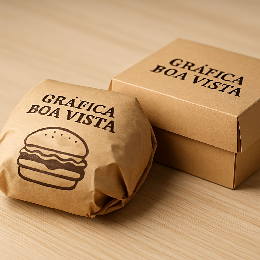 Embalagem para hambúrguer personalizada em gráfica de Curitiba, pronta para delivery
