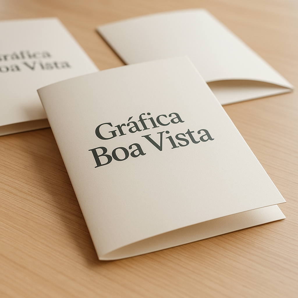 Folder com dobras em uma recepção de clínica, com visual profissional e limpo