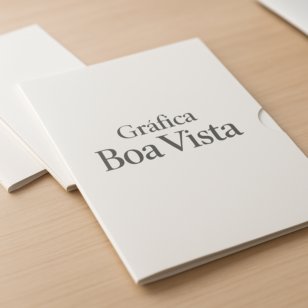 Folder com dobras em uma recepção de clínica, com visual profissional e limpo