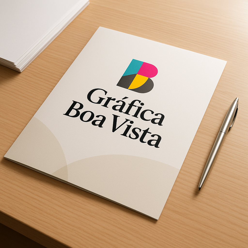 Folder para clínicas e consultórios exibido em uma recepção de clínica moderna