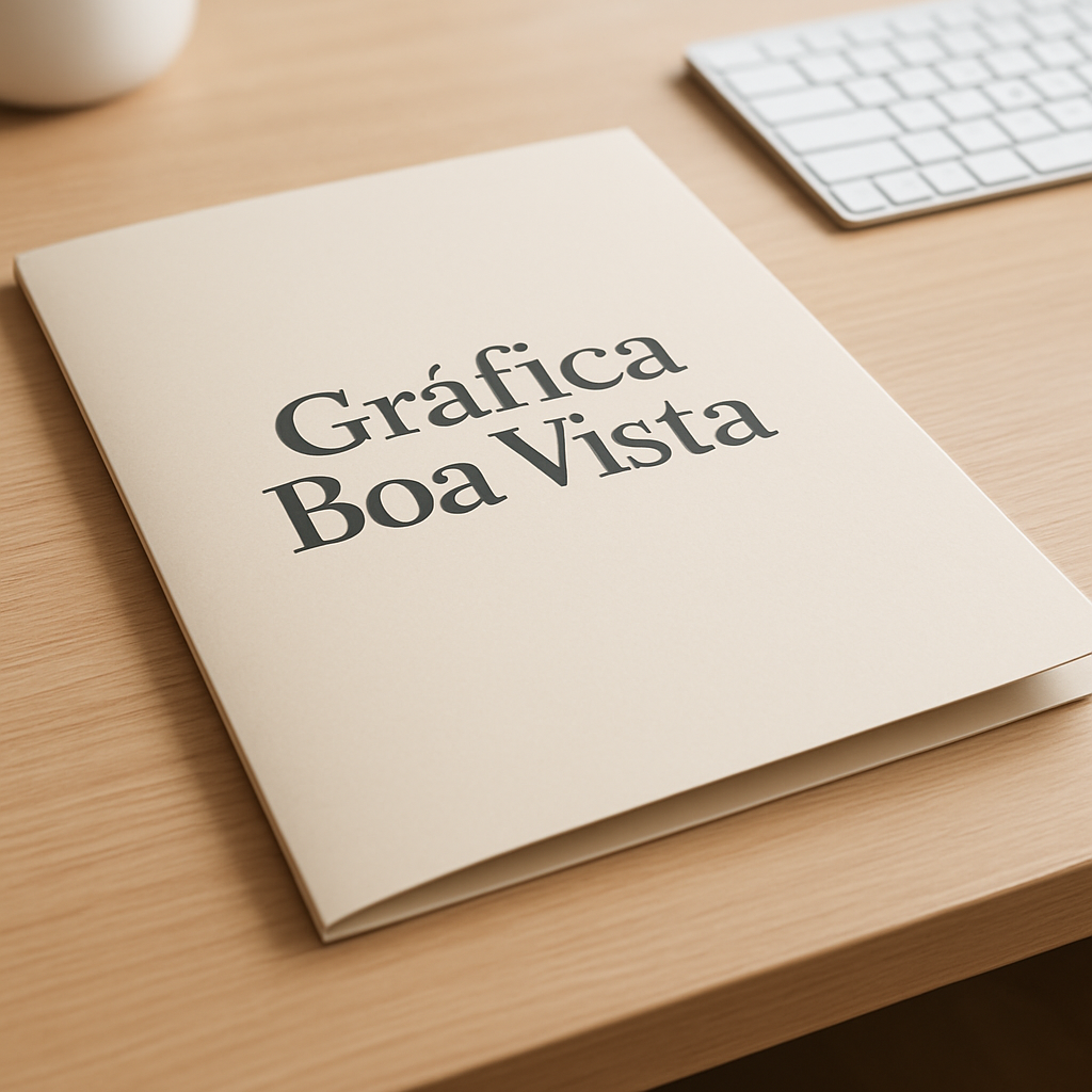 Folder para clínicas e consultórios em ambiente de recepção de clínica, com visual profissional e limpo