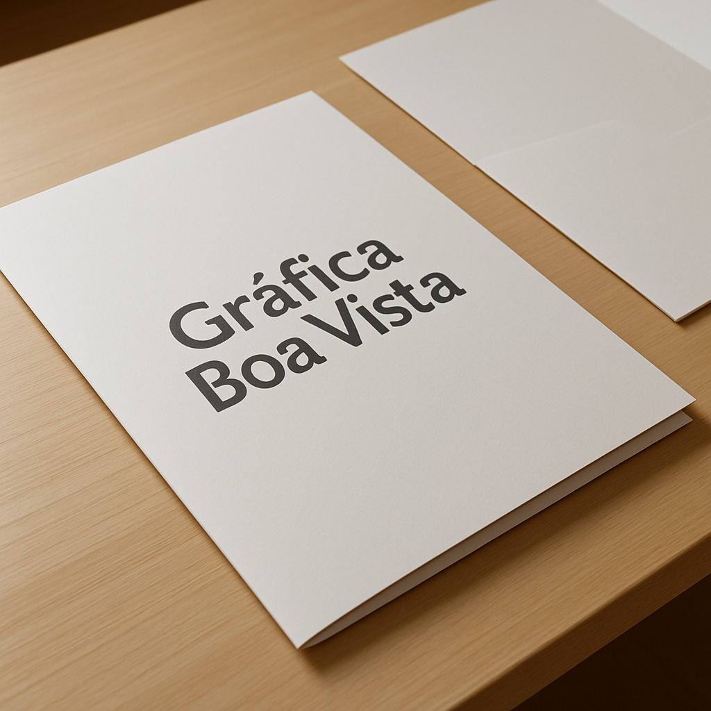 Foto de folders personalizados impressos em uma gráfica profissional em Curitiba