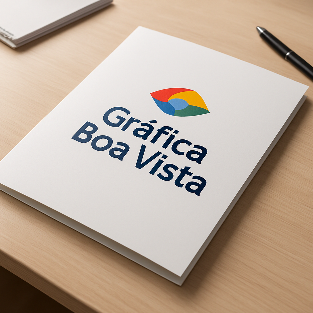 Foto de folders personalizados impressos em uma gráfica profissional em Curitiba
