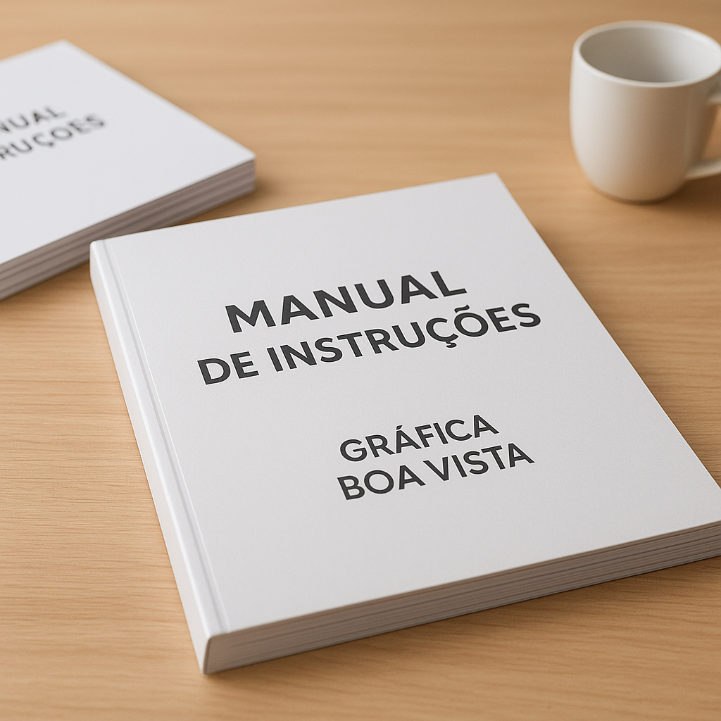 Manual de instruções impresso para clínicas e consultórios em ambiente profissional de gráfica