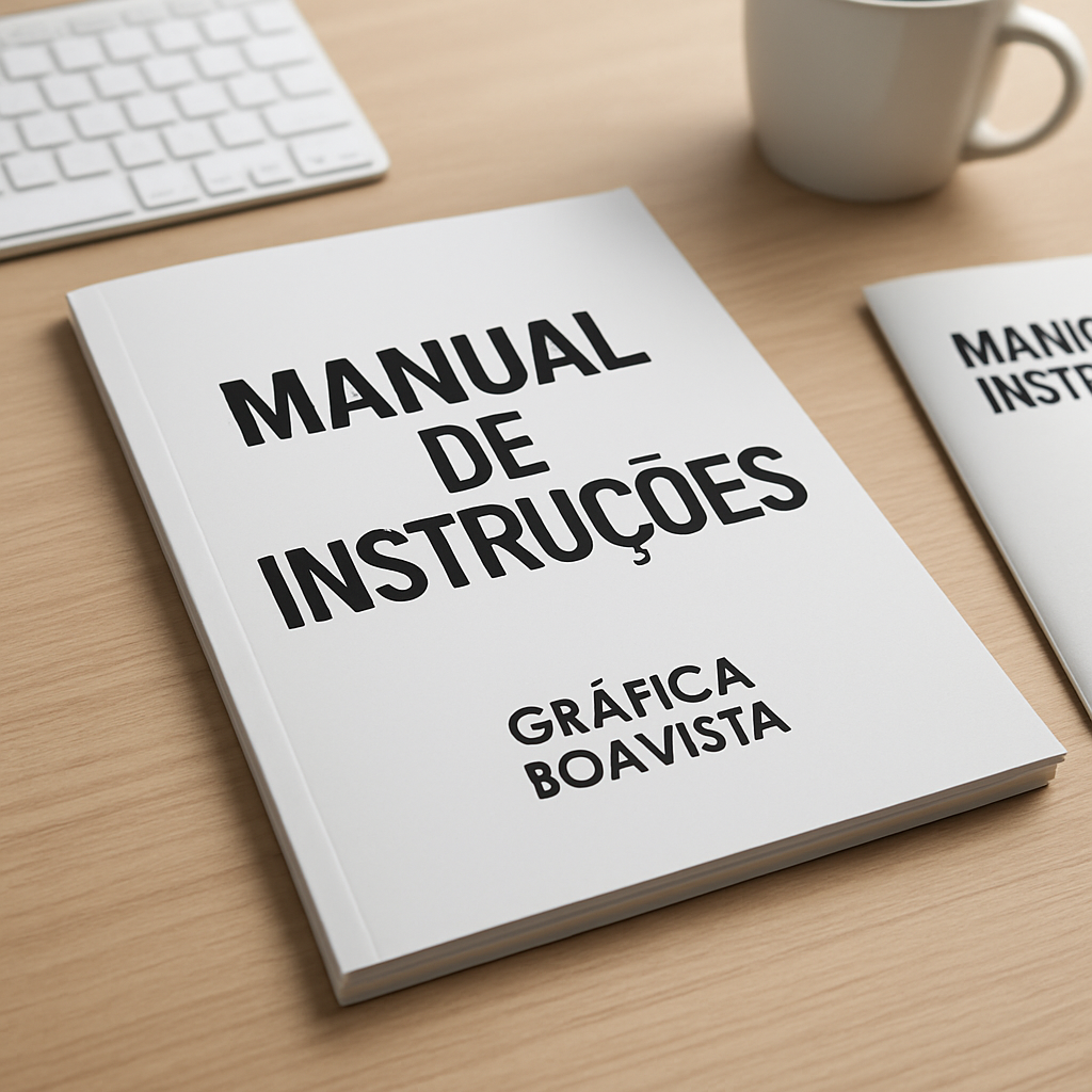 Manual de instruções impresso para clínicas e consultórios em ambiente profissional de gráfica