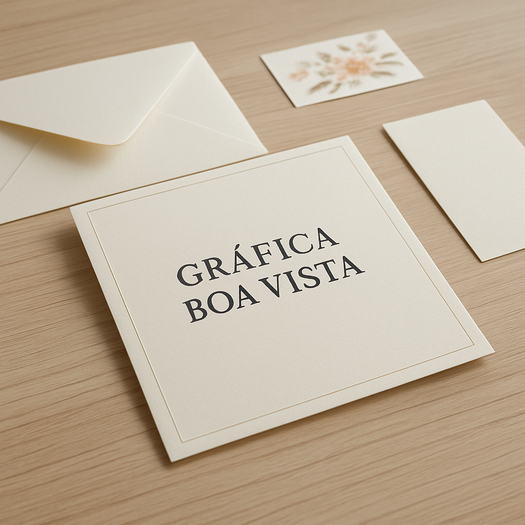 Convite de casamento elegante sobre mesa clara com envelope e detalhes delicados
