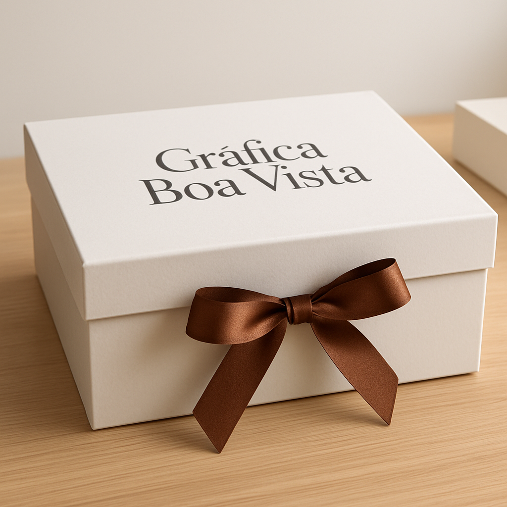 Caixas para presente personalizadas em uma gráfica de Curitiba, prontas para envio ou retirada