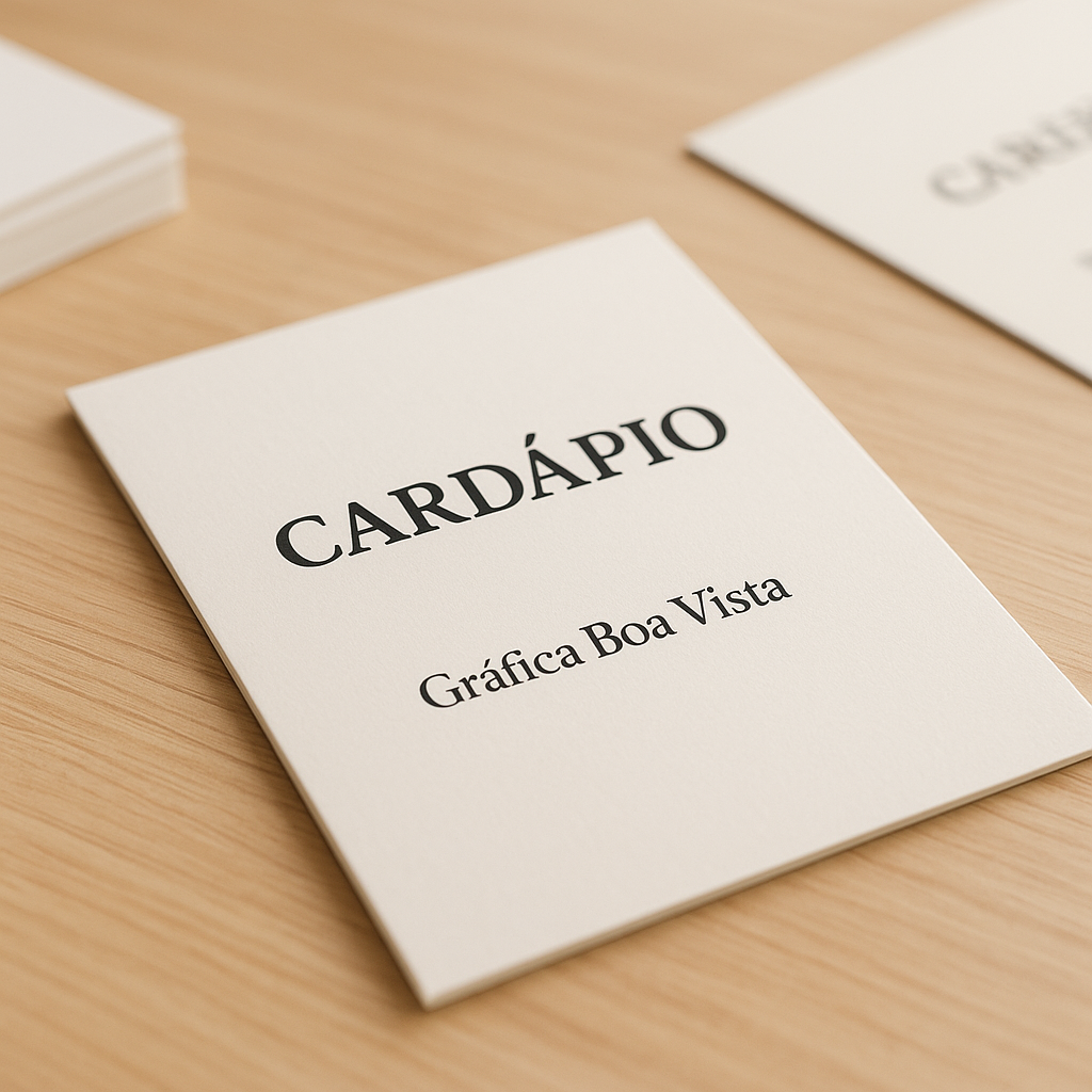 Cardápio personalizado impresso em ambiente de gráfica em Curitiba