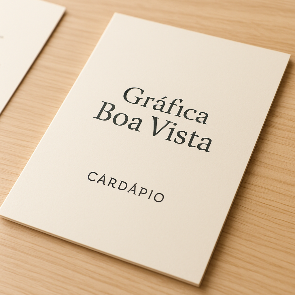Cardápio personalizado impresso em ambiente de gráfica em Curitiba