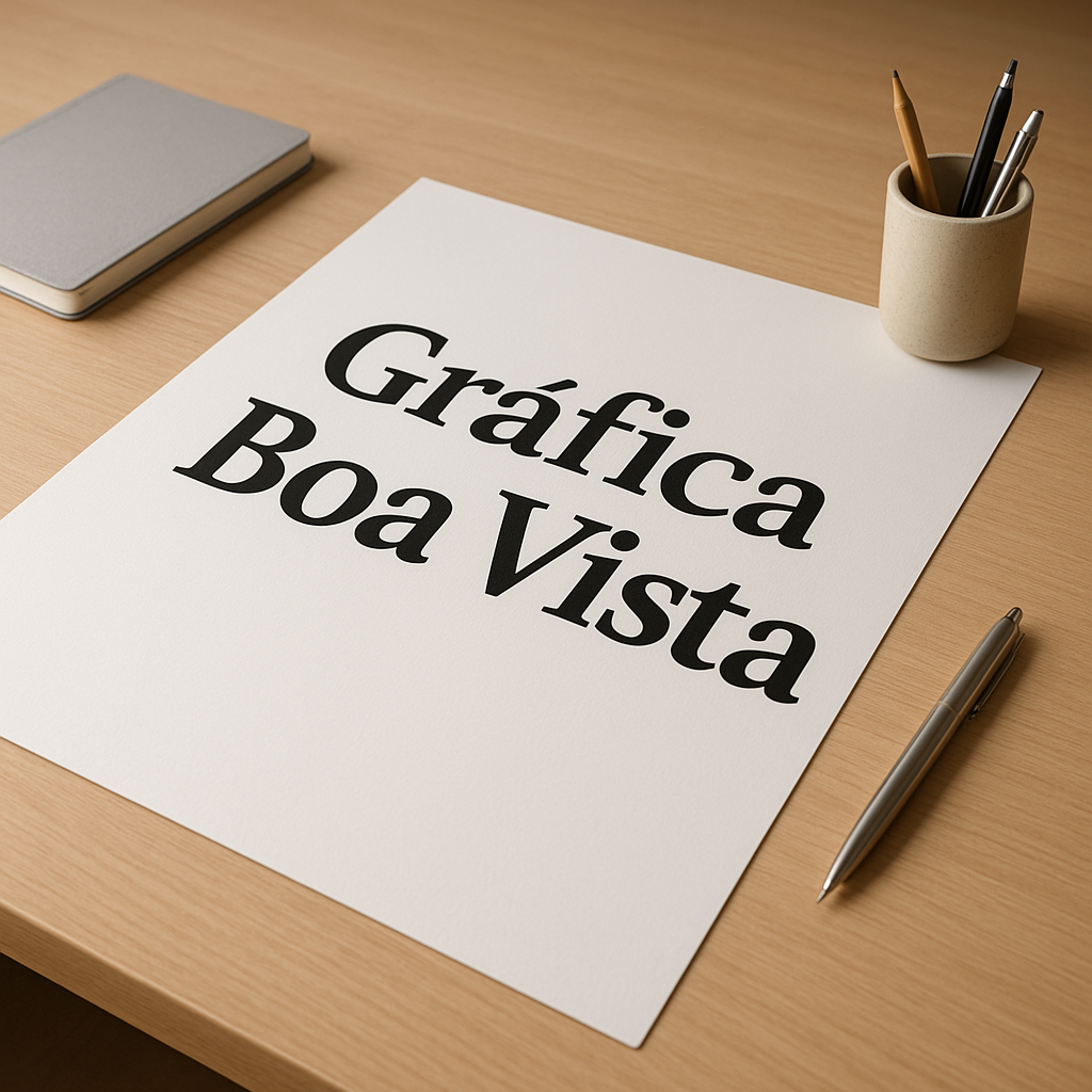 Cartaz A2 personalizado sendo mostrado em uma gráfica em Curitiba, com ambiente profissional e equipamentos de impressão ao fundo