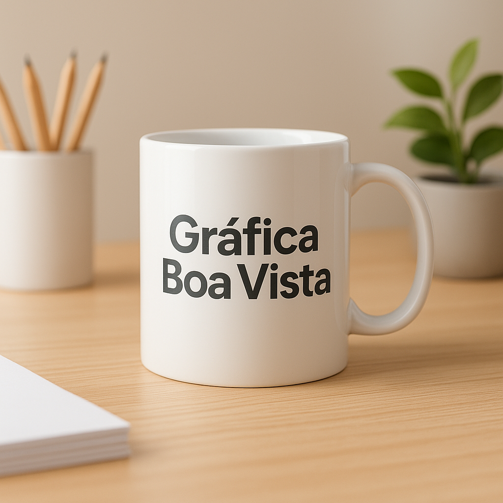 Copo personalizado em ambiente de gráfica em Curitiba, com visual profissional e pronto para personalização