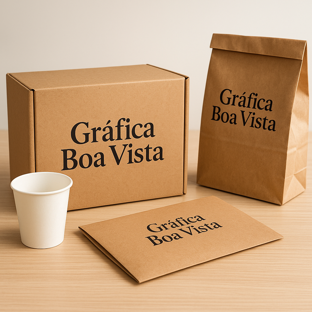 Embalagens para delivery personalizadas sendo produzidas em gráfica de Curitiba
