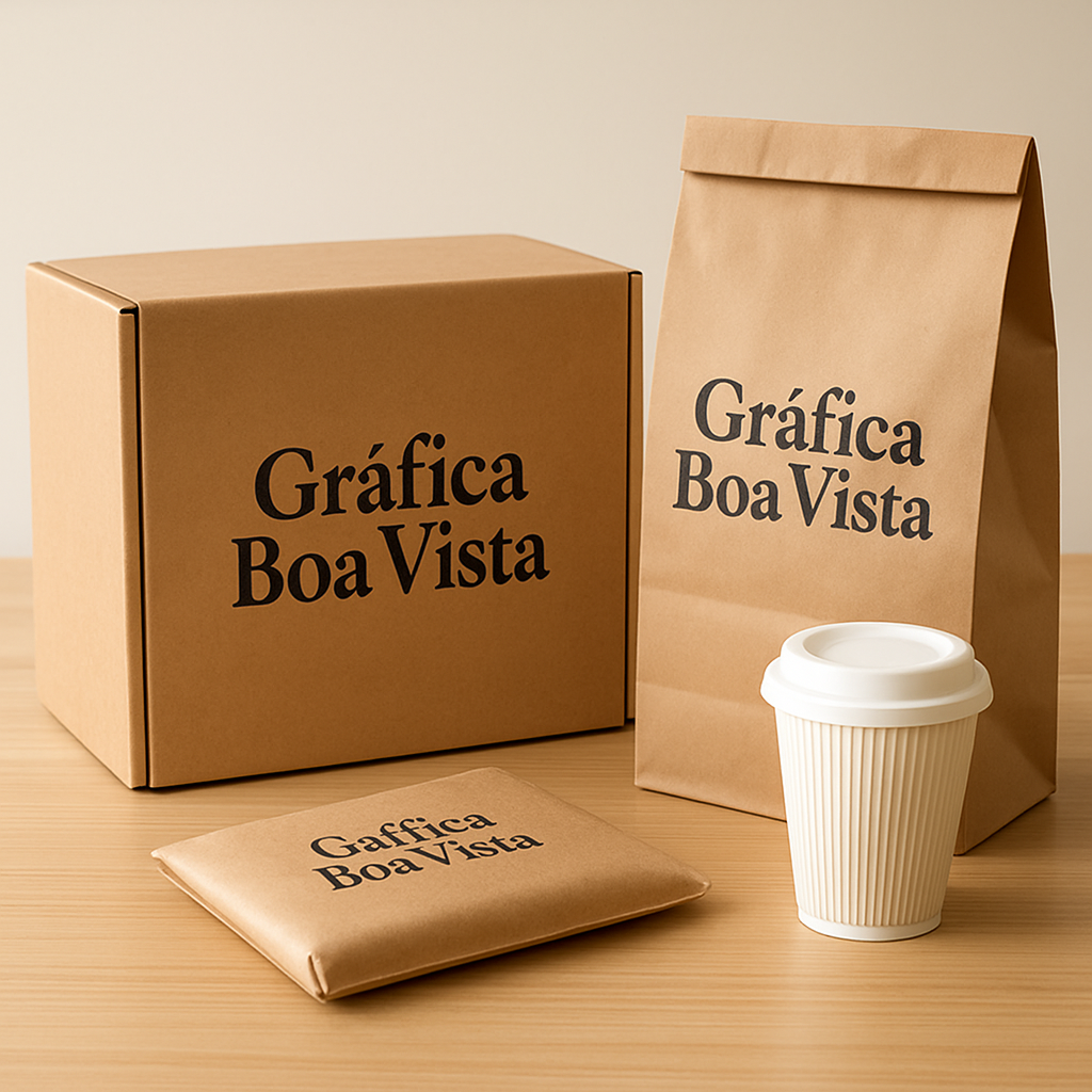 Embalagens para delivery personalizadas sendo produzidas em gráfica de Curitiba