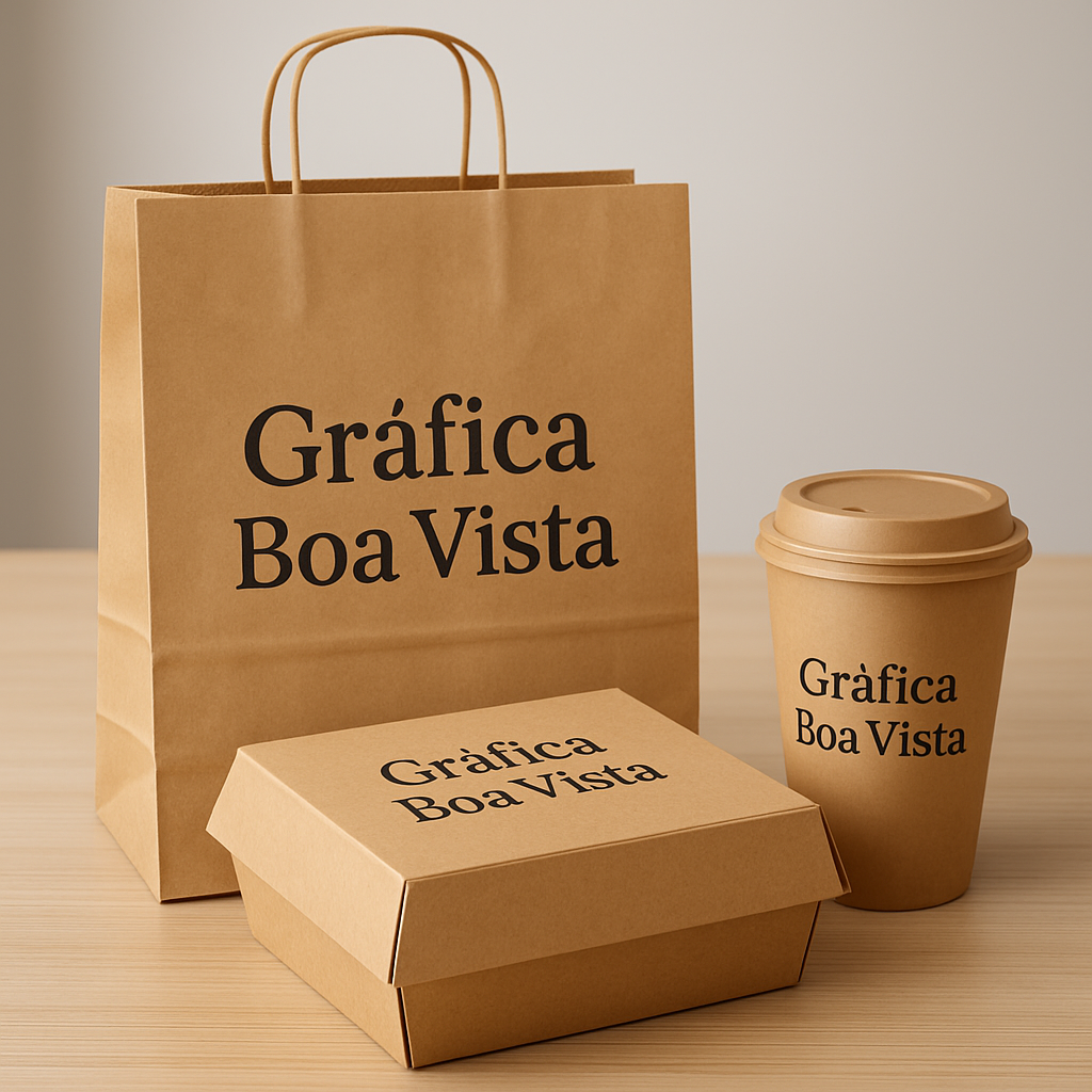 Embalagens para delivery personalizadas sendo produzidas em gráfica de Curitiba