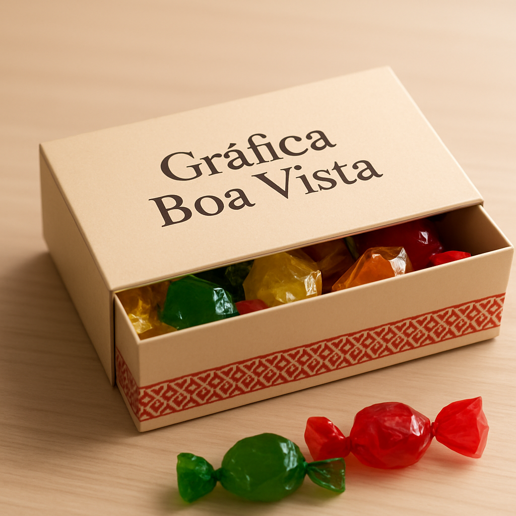 Caixas para doces personalizadas em exposição, com aparência profissional e pronta para venda
