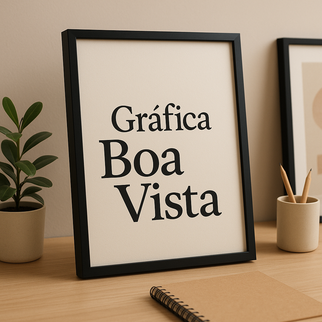 Pôster decorativo personalizado em ambiente moderno com molduras na parede