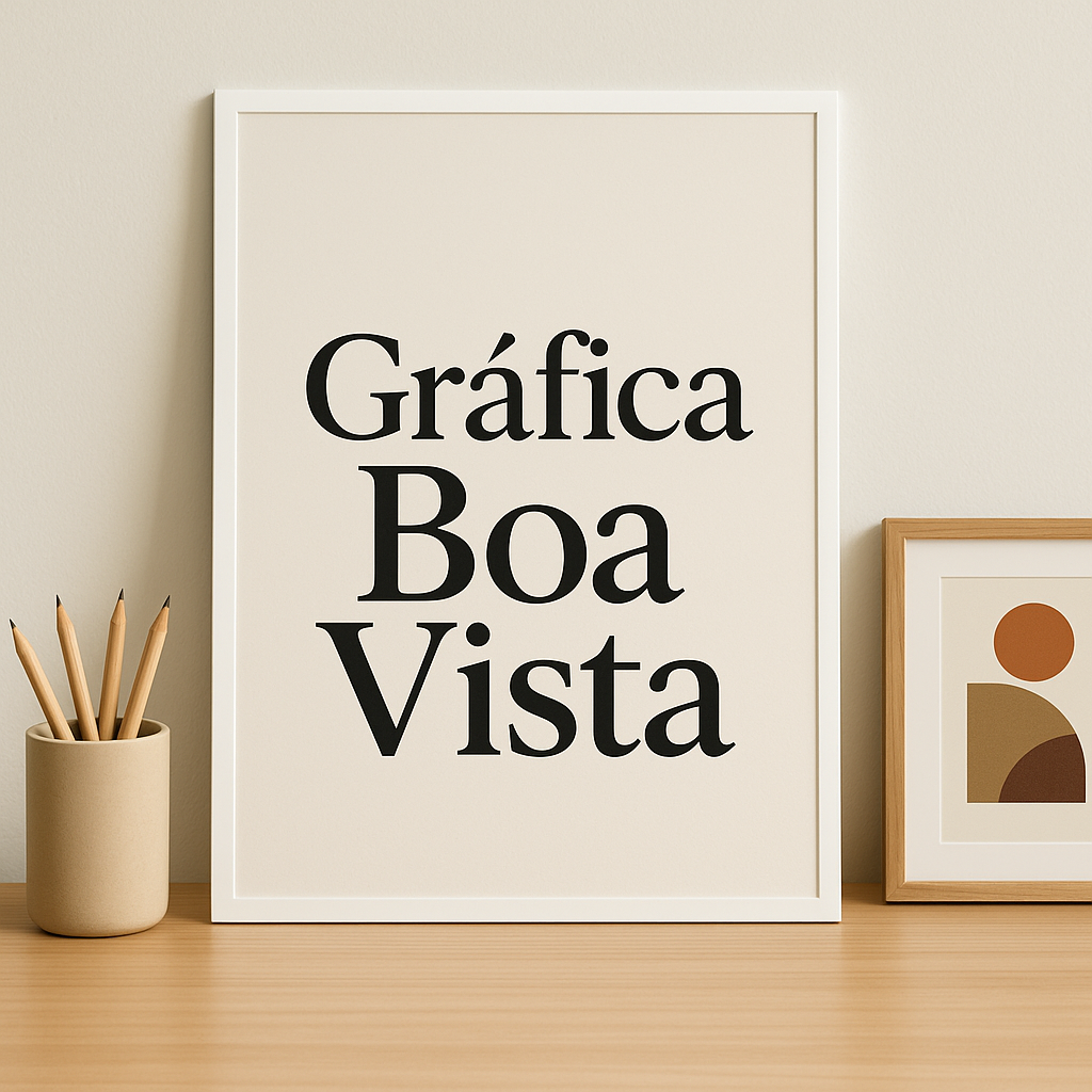 Ambiente moderno com pôsteres decorativos em uma parede de sala, mostrando uso real na decoração