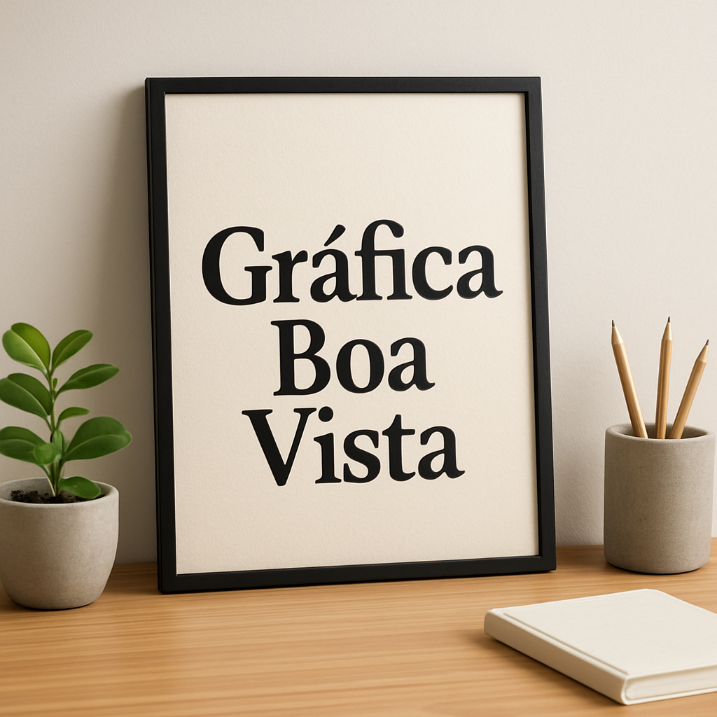 Ambiente moderno com pôsteres decorativos em uma parede de sala, mostrando uso real na decoração