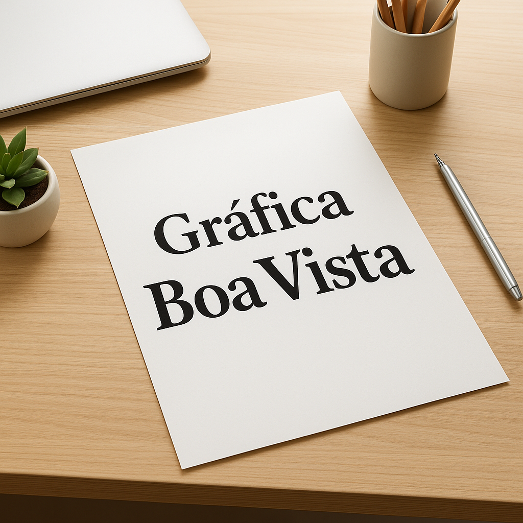 Pôster personalizado sendo avaliado em uma gráfica profissional em Curitiba