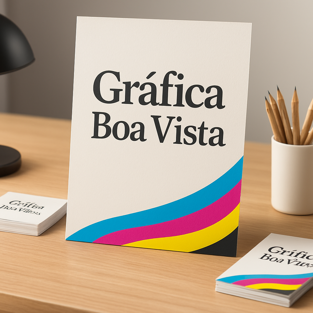 Pôster personalizado sendo avaliado em uma gráfica profissional em Curitiba