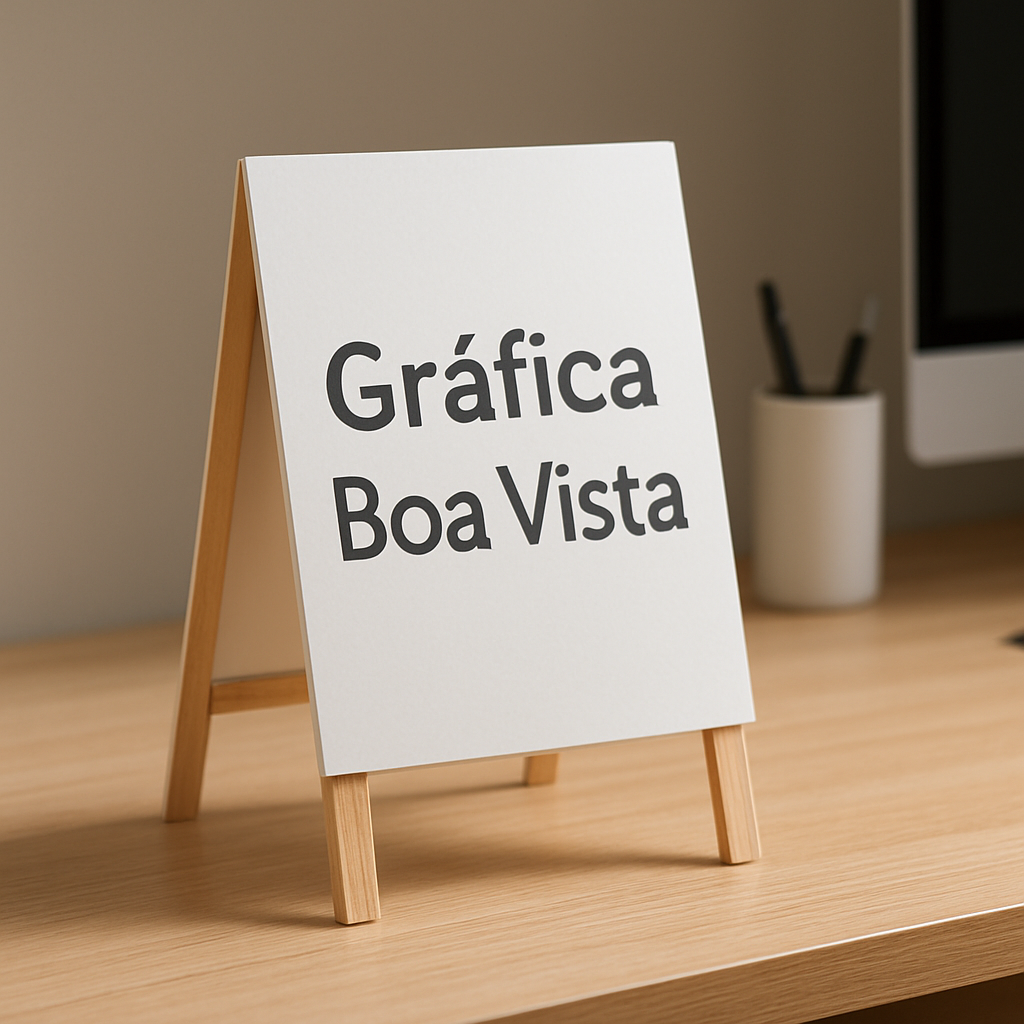 Cavalete profissional na entrada de clínica e consultório, com visual limpo e acabamento moderno