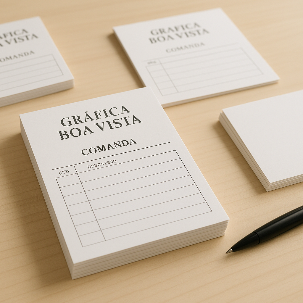 Comandas personalizadas em uma recepção de clínica, com visual profissional e organização de atendimento.