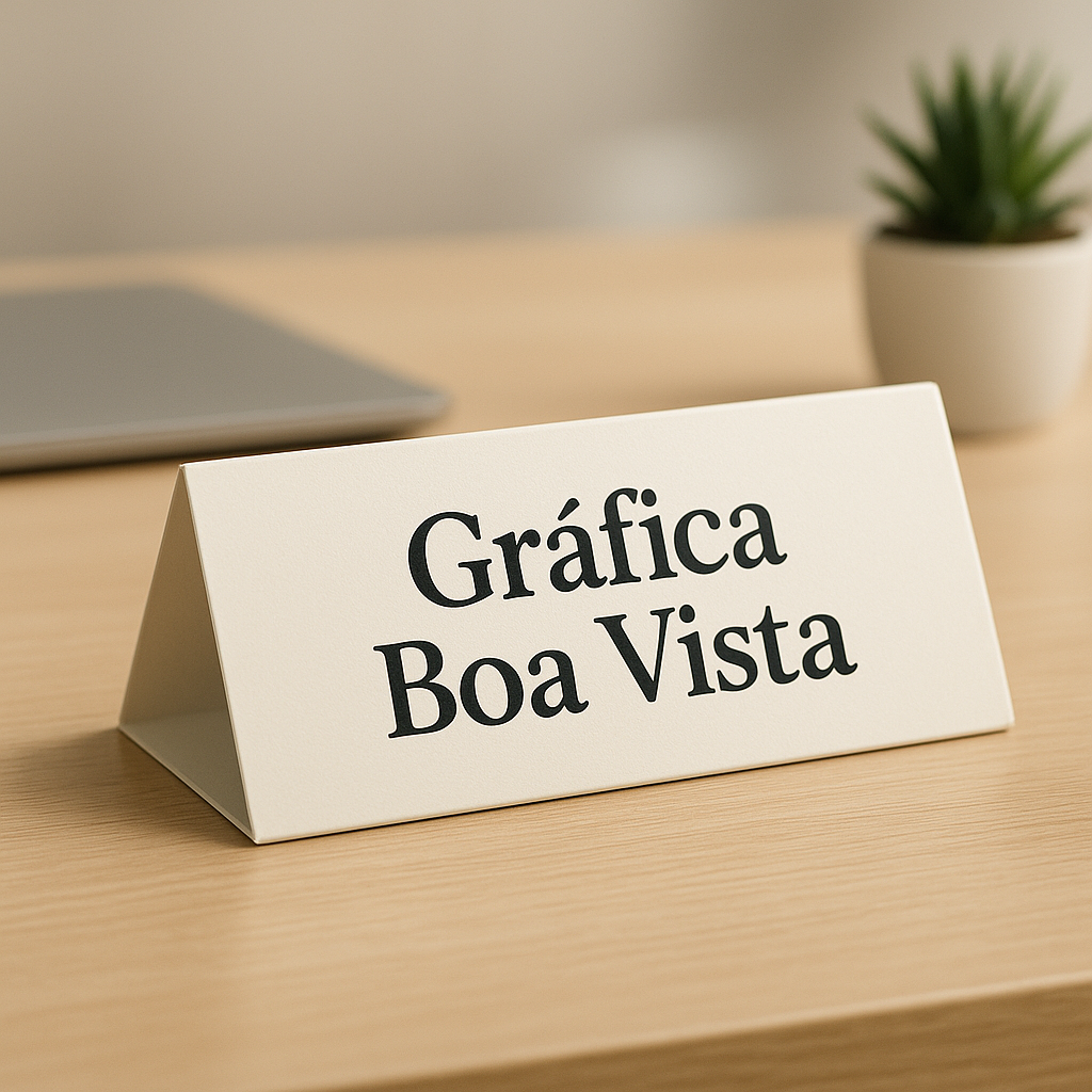 Prisma de Mesa personalizado em recepção de clínica e consultório
