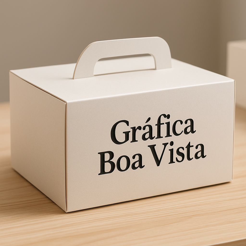 Caixas para bolo personalizadas em ambiente de gráfica em Curitiba, prontas para produção e envio